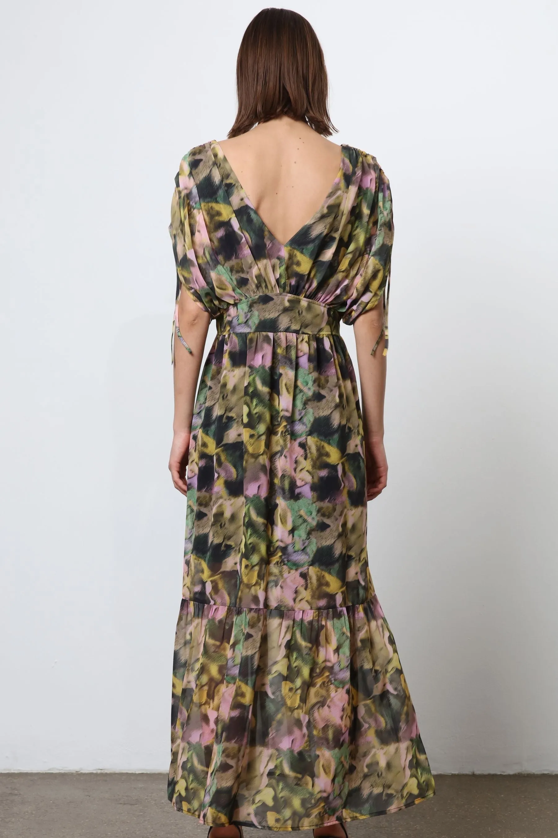 Religion - Abito maxi con gonna a balze in bellissime stampe