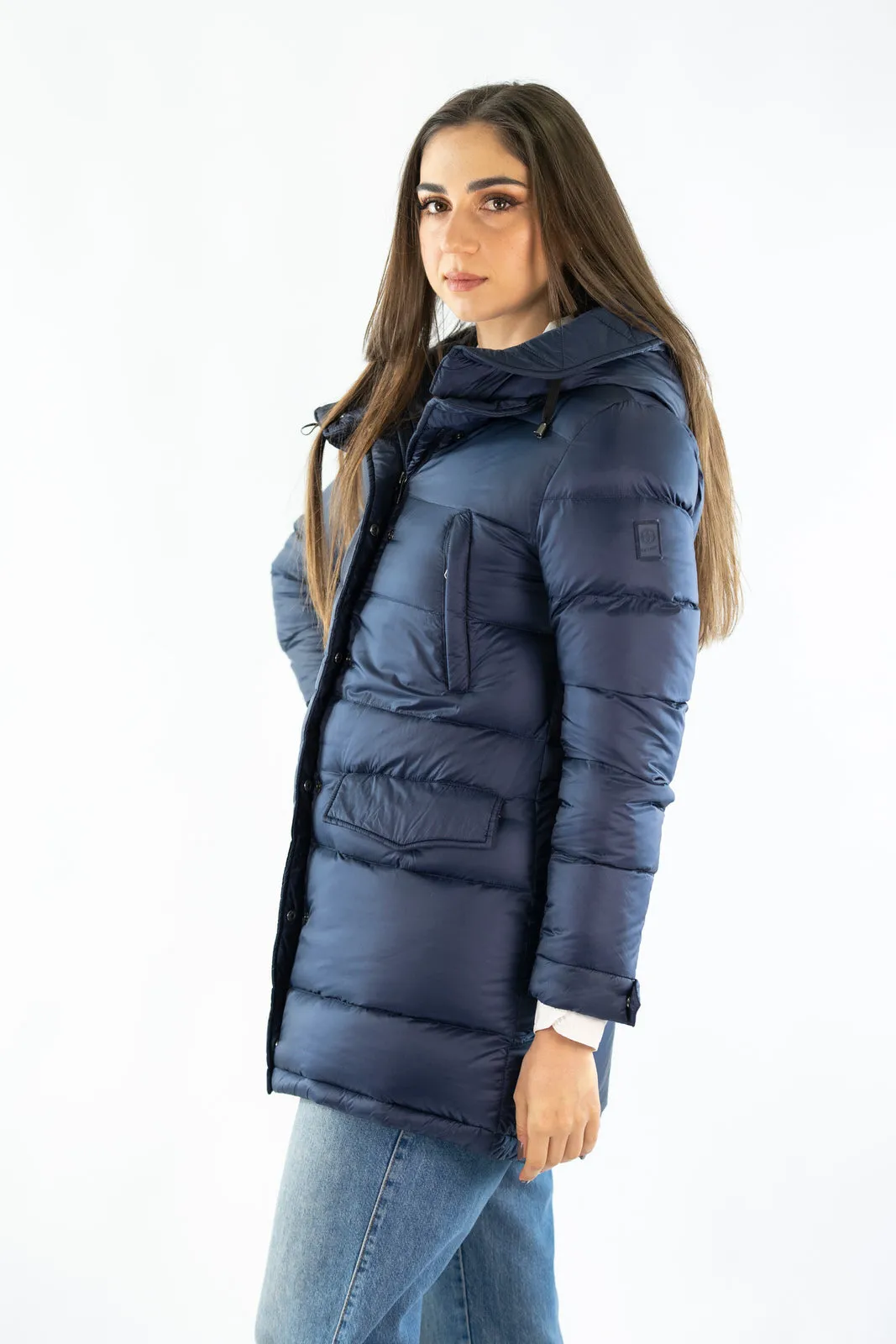  Retro Italia Piumino Retro Italia imbottito con vera piuma d'oca blu  