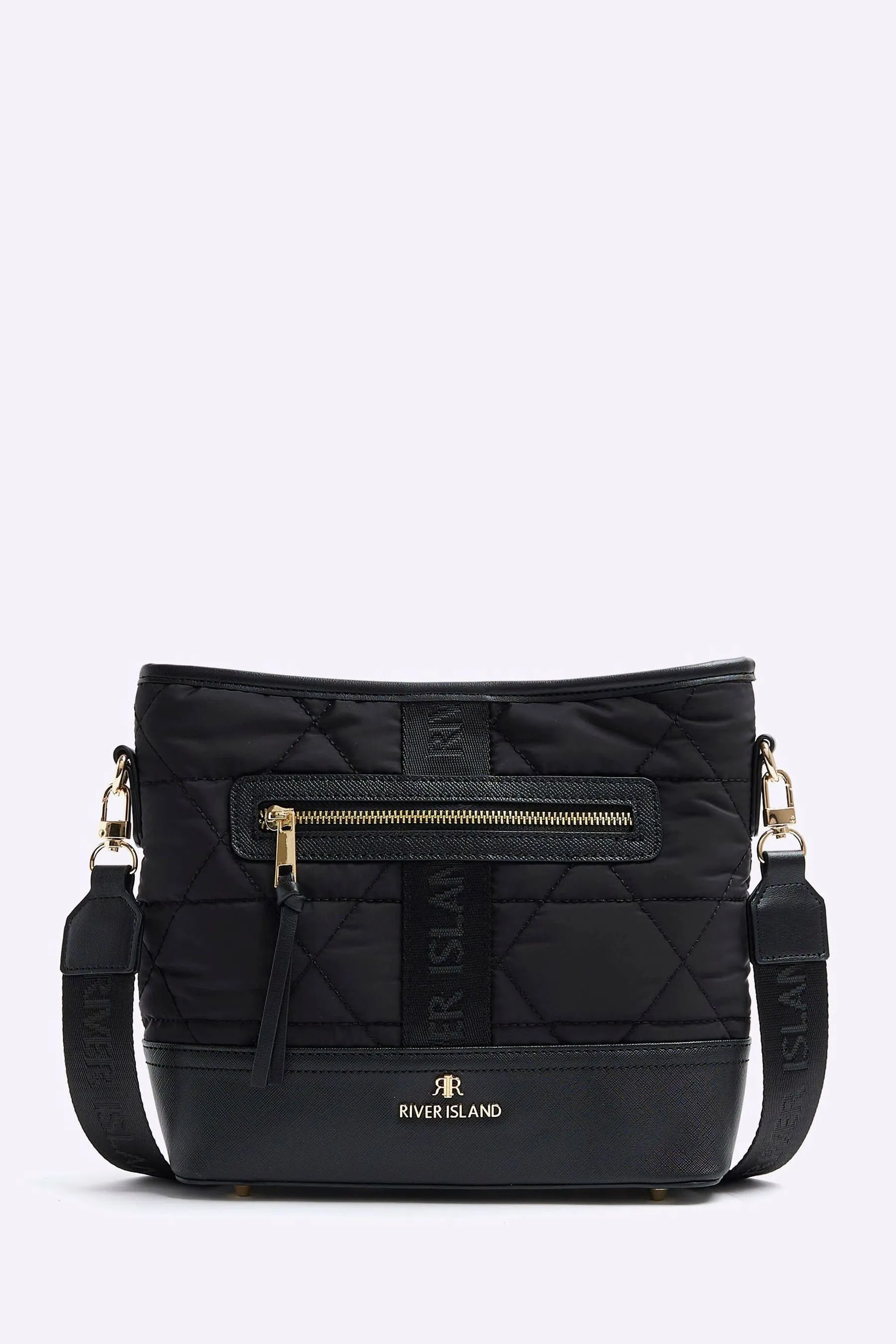 River Island - Borsa a tracolla a secchiello in tela