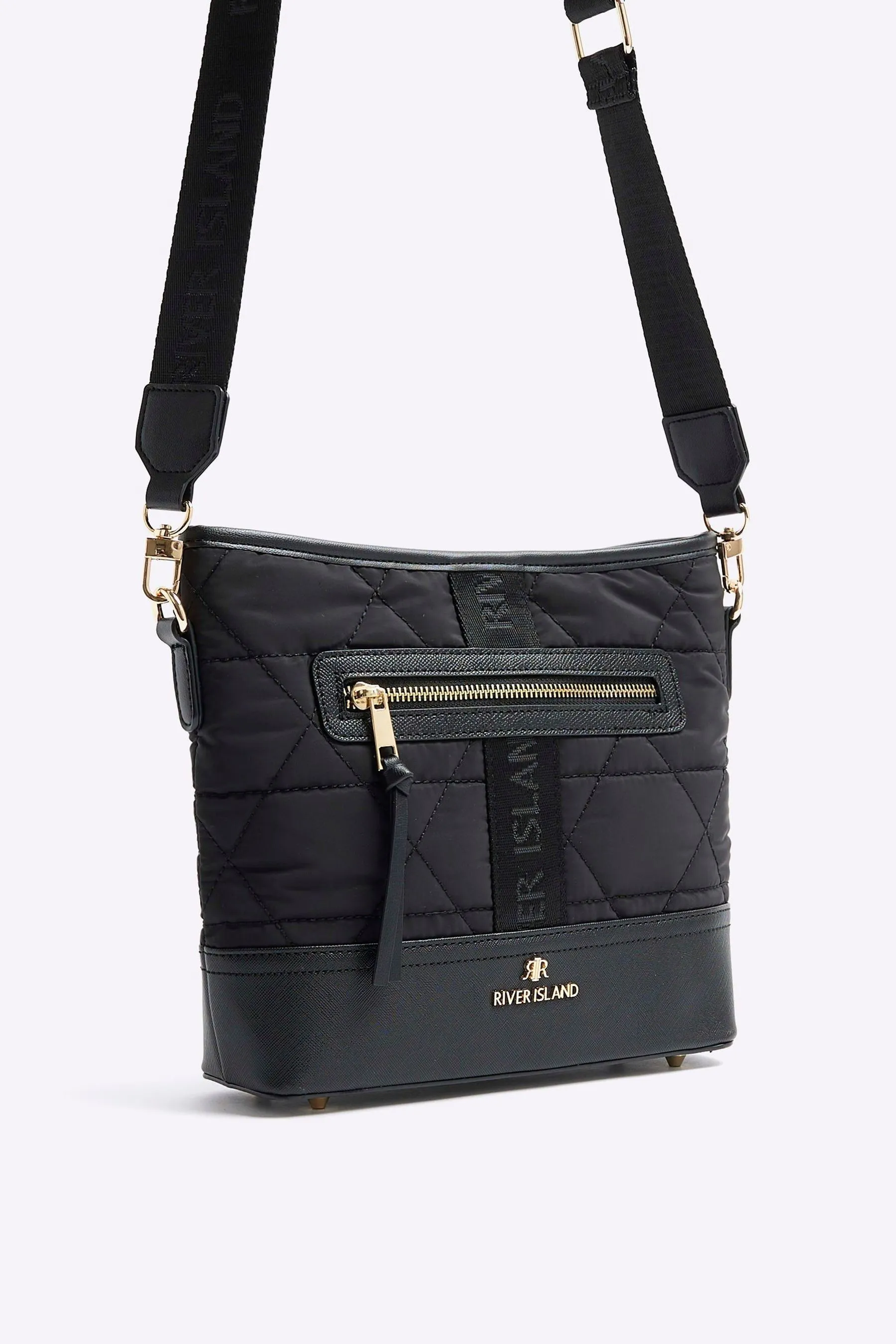 River Island - Borsa a tracolla a secchiello in tela