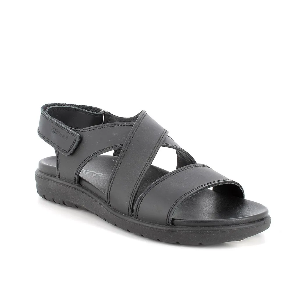 Sandali in pelle da uomo nero