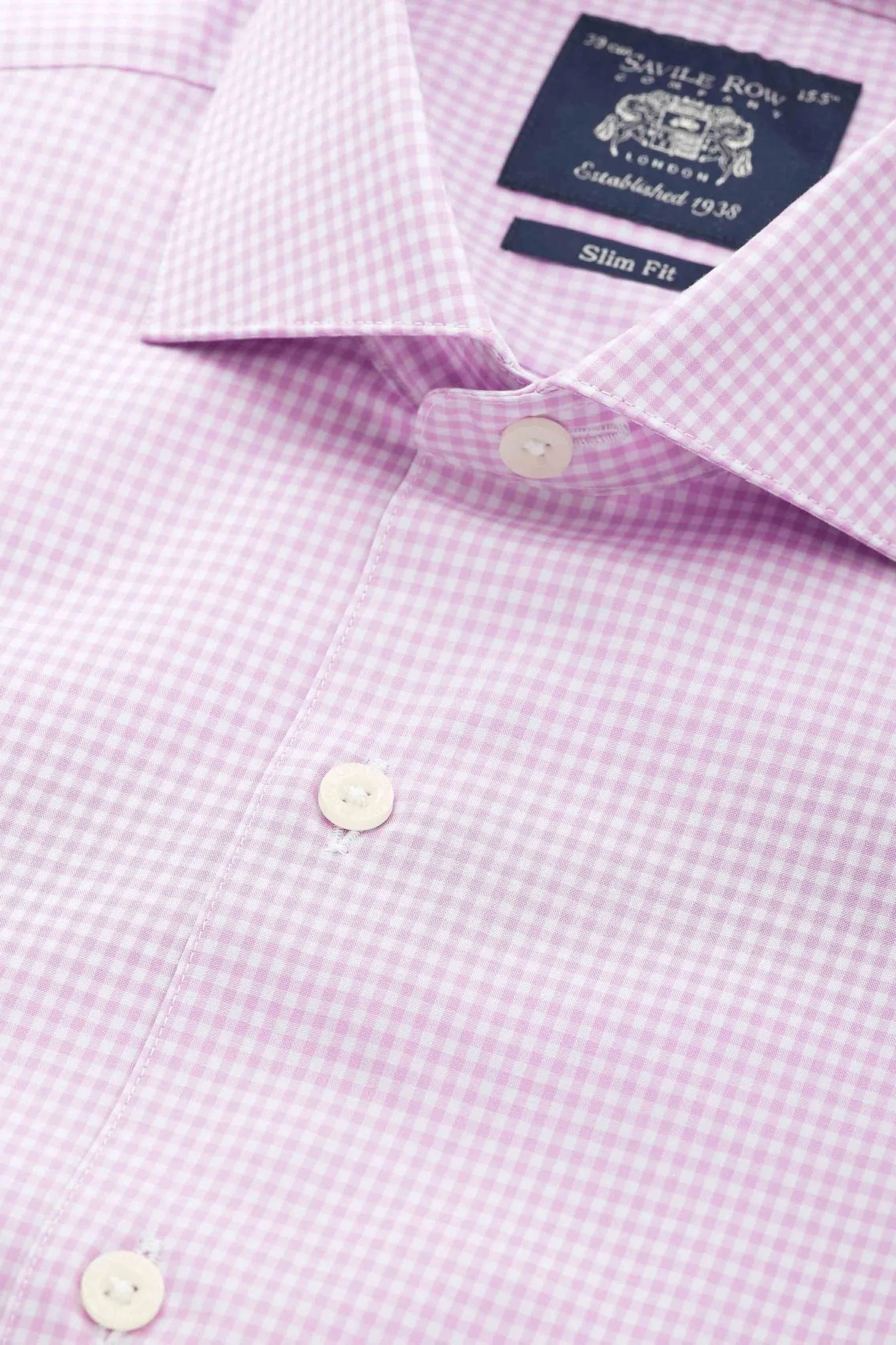 Savile Row Company - Viola lilla - Camicia slim a quadretti Formale polsino singolo