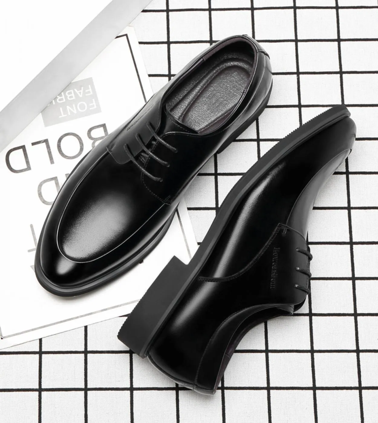 Scarpe alte nere da uomo Scarpe rialzanti Scarpe in pelle Scarpe rialzate Altezza Scarpe Aumenta altezza Sottopiede 68 cm