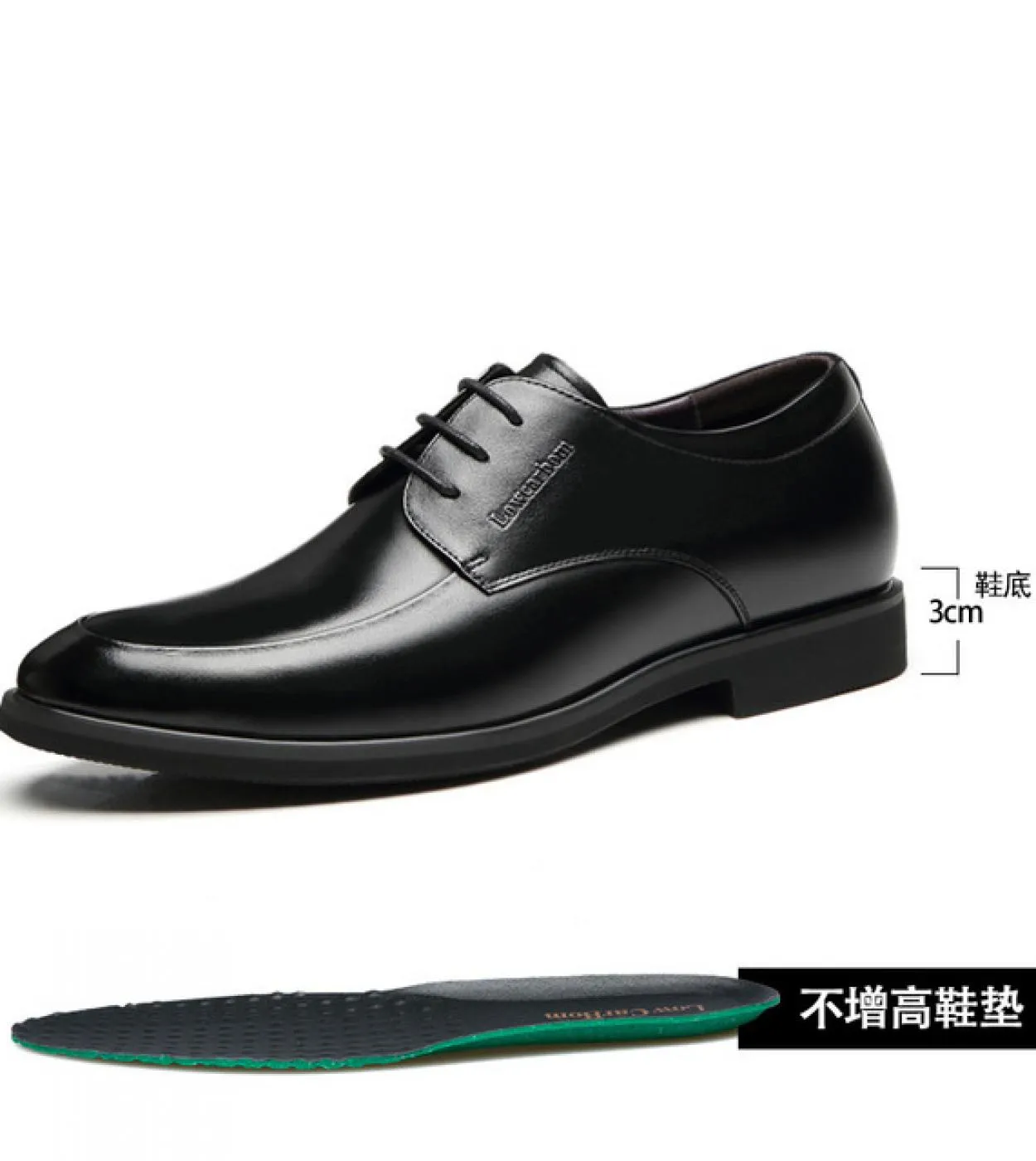 Scarpe alte nere da uomo Scarpe rialzanti Scarpe in pelle Scarpe rialzate Altezza Scarpe Aumenta altezza Sottopiede 68 cm