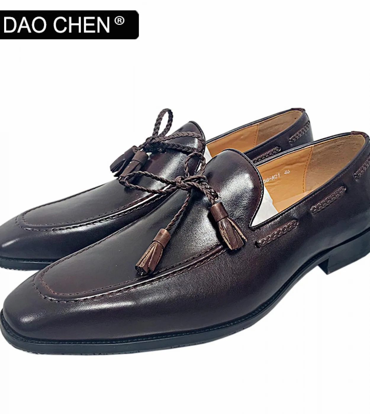 Scarpe da uomo in pelle di marca di lusso Mocassini con nappine marroni nere Slip On Classic Scarpe eleganti da uomo Scarpe casu