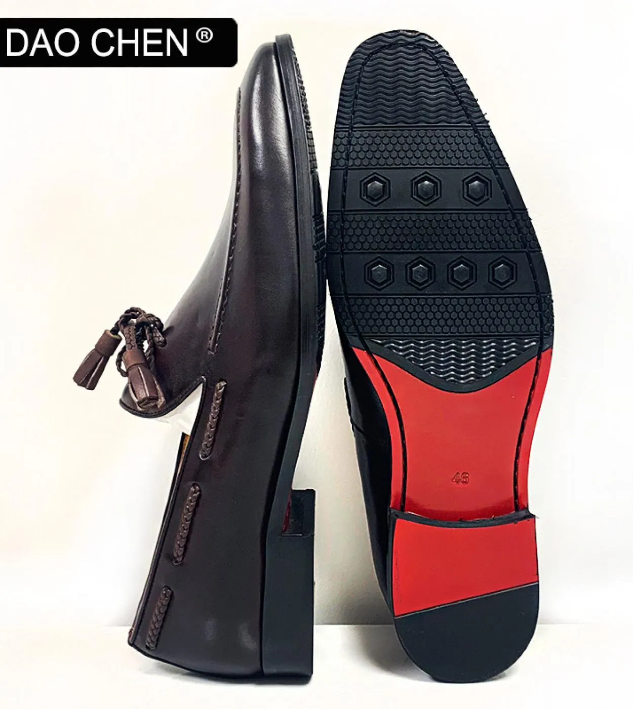 Scarpe da uomo in pelle di marca di lusso Mocassini con nappine marroni nere Slip On Classic Scarpe eleganti da uomo Scarpe casu