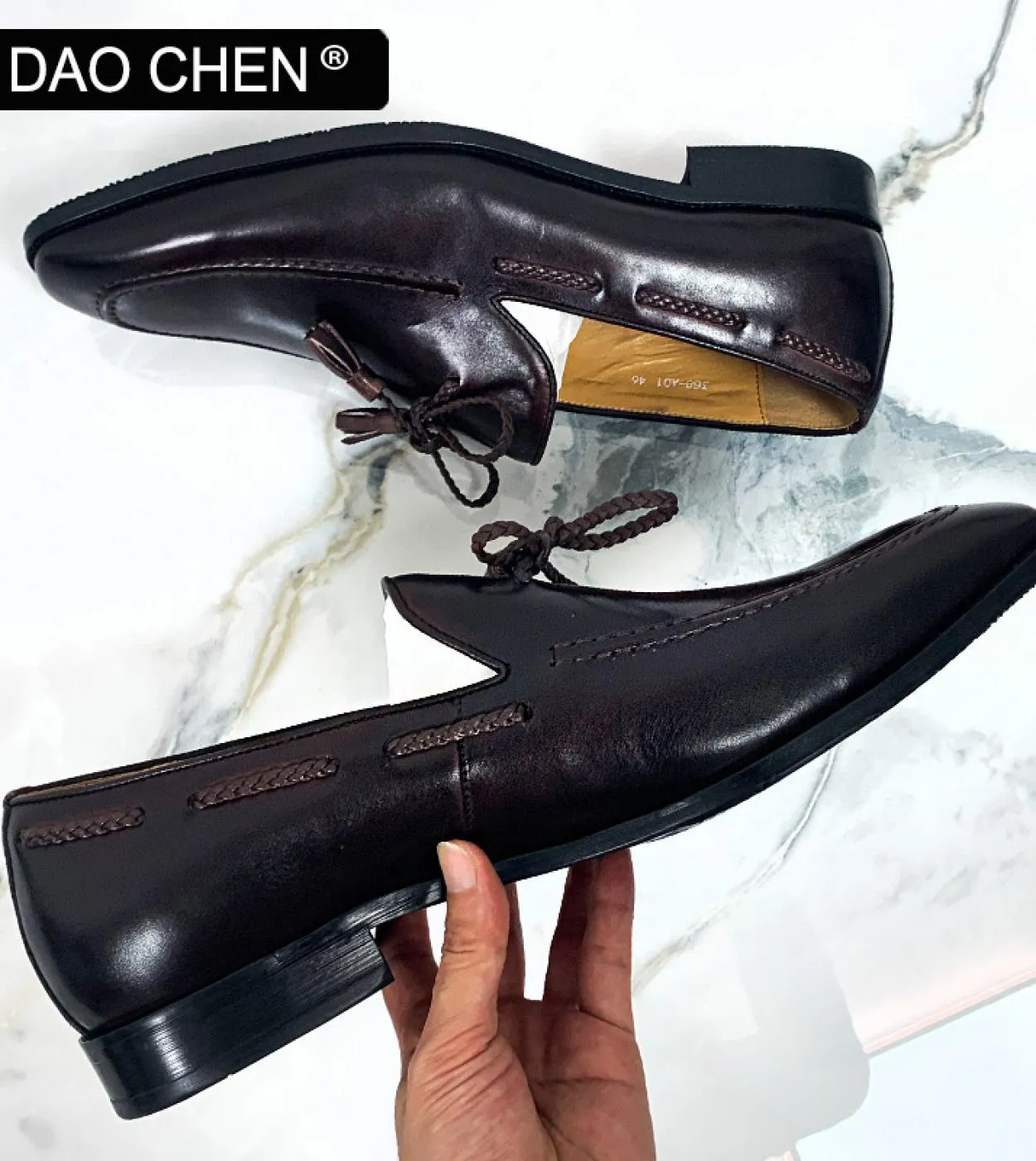 Scarpe da uomo in pelle di marca di lusso Mocassini con nappine marroni nere Slip On Classic Scarpe eleganti da uomo Scarpe casu
