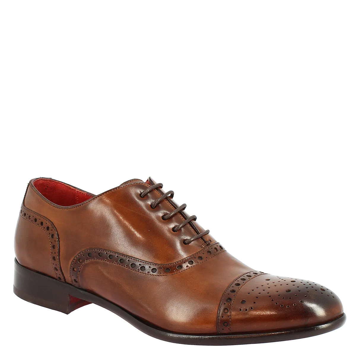 Scarpe da uomo stringate francesine fatte a mano in pelle montecarlo brandy