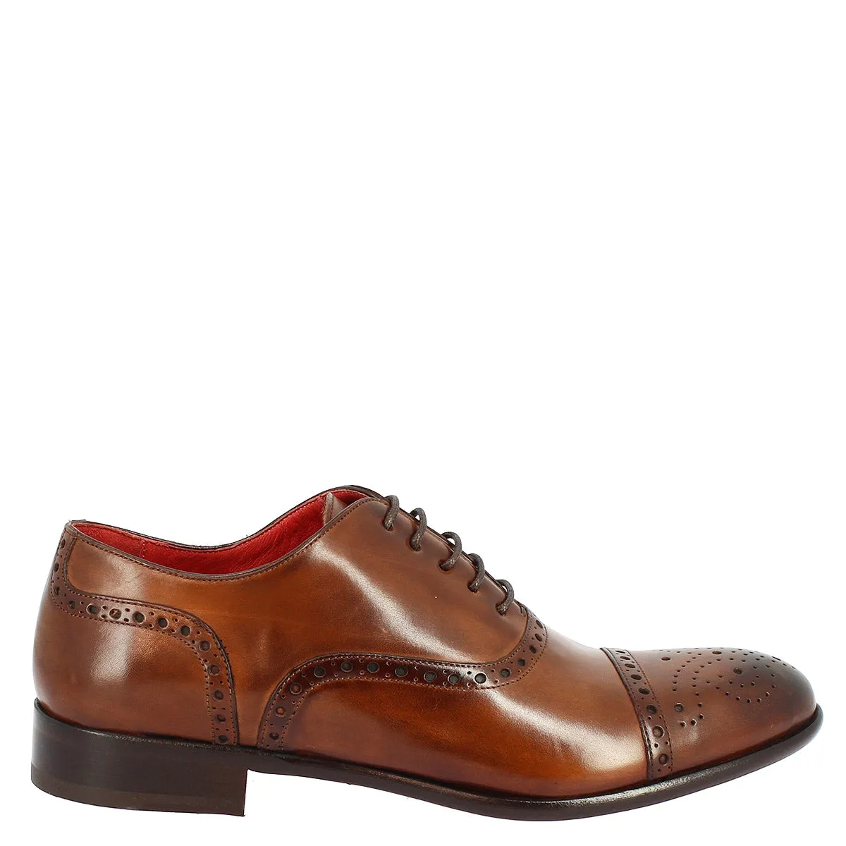 Scarpe da uomo stringate francesine fatte a mano in pelle montecarlo brandy