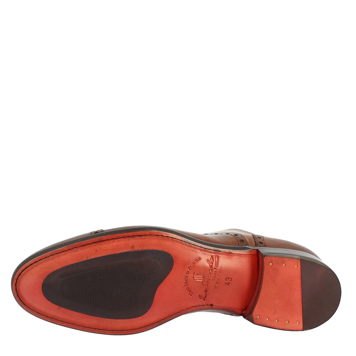 Scarpe da uomo stringate francesine fatte a mano in pelle montecarlo brandy