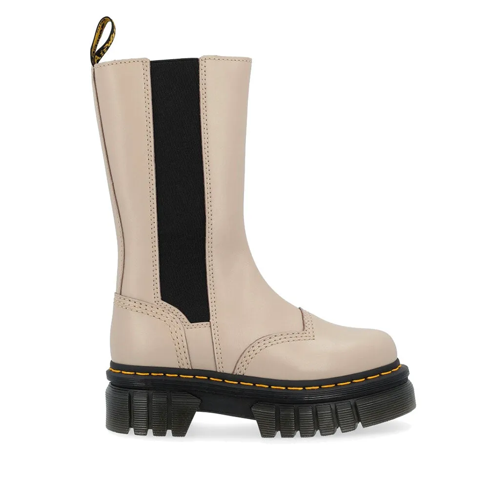 Scarpe Donna DR. MARTENS Stivali Chelsea Platform linea Audrick Tall in Pelle Nappa Lux Vintage Taupe