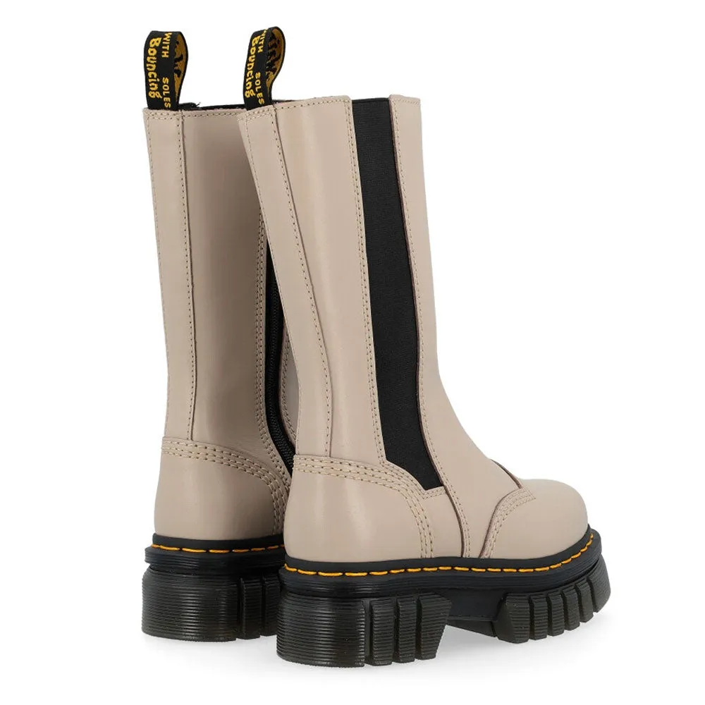 Scarpe Donna DR. MARTENS Stivali Chelsea Platform linea Audrick Tall in Pelle Nappa Lux Vintage Taupe
