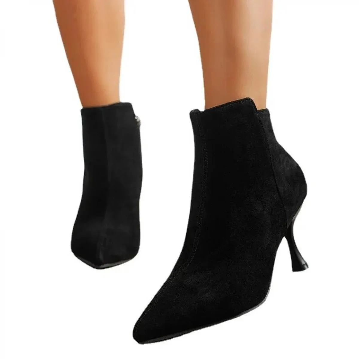 Scarpe eleganti con tacco alto Stivali nudi con punta a punta Stivaletti tinta unita Stivaletti alla moda con tacco sottile Scar