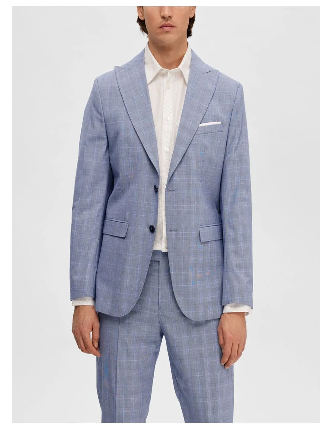 SELECTED BlLAZER UOMO,SLHSLIM-RYDE LIGHT BLUE CHEC