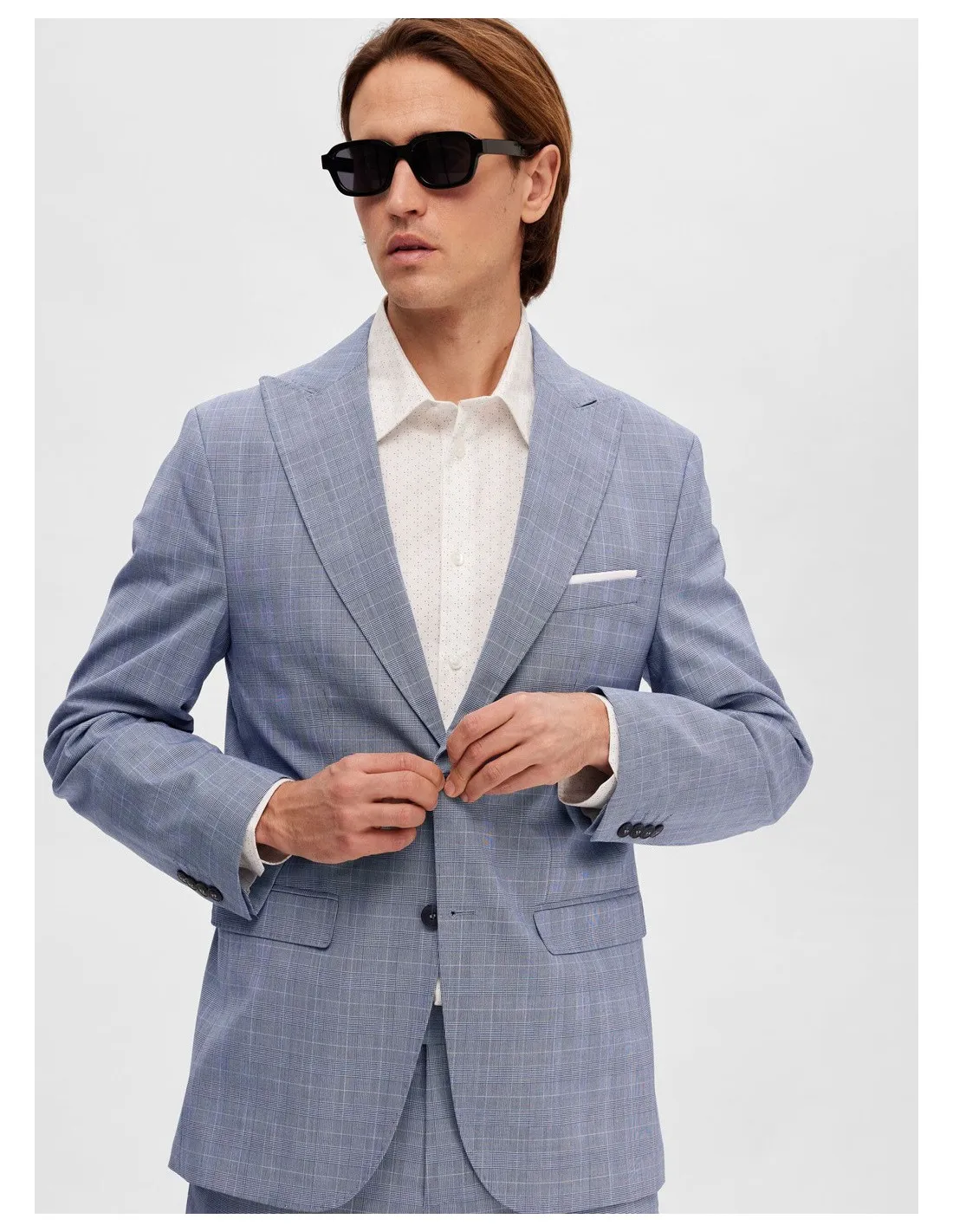 SELECTED BlLAZER UOMO,SLHSLIM-RYDE LIGHT BLUE CHEC