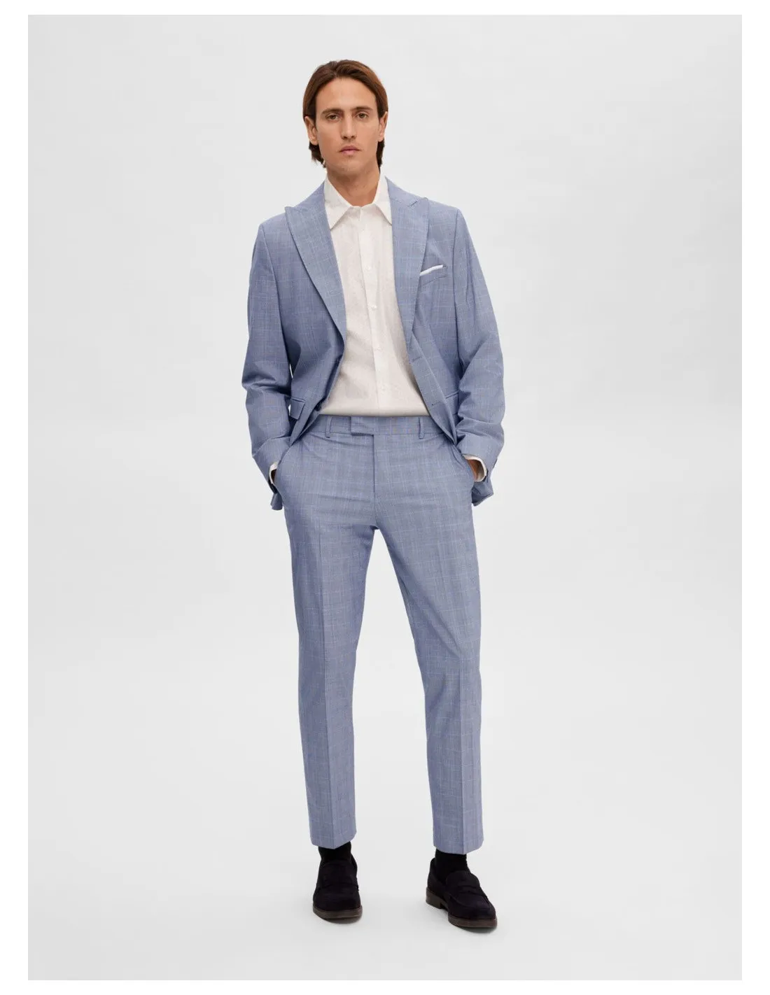 SELECTED BlLAZER UOMO,SLHSLIM-RYDE LIGHT BLUE CHEC