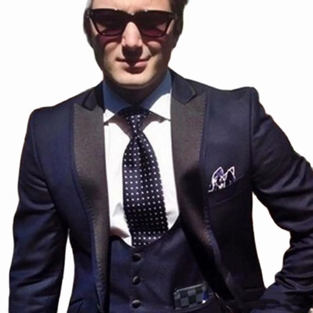 Smoking da sposo blu navy 3 pezzi uomo moda abiti con risvolto con visiera gilet personalizzato set maschile giacca pantaloni co