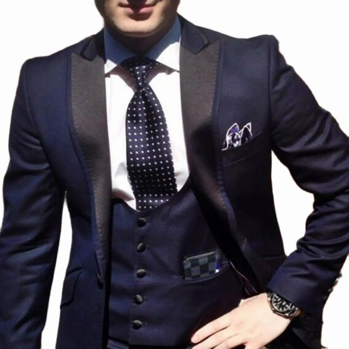 Smoking da sposo blu navy 3 pezzi uomo moda abiti con risvolto con visiera gilet personalizzato set maschile giacca pantaloni co