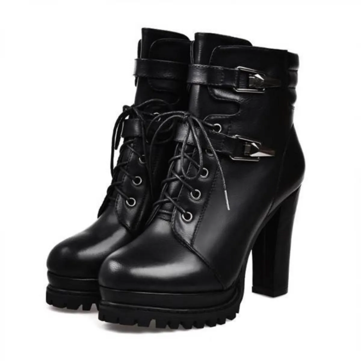 Stivaletti autunno Stivaletti corti con tacco spesso da donna 2023 Scarpe nere da donna con tacco alto stile britannico Scarpe r