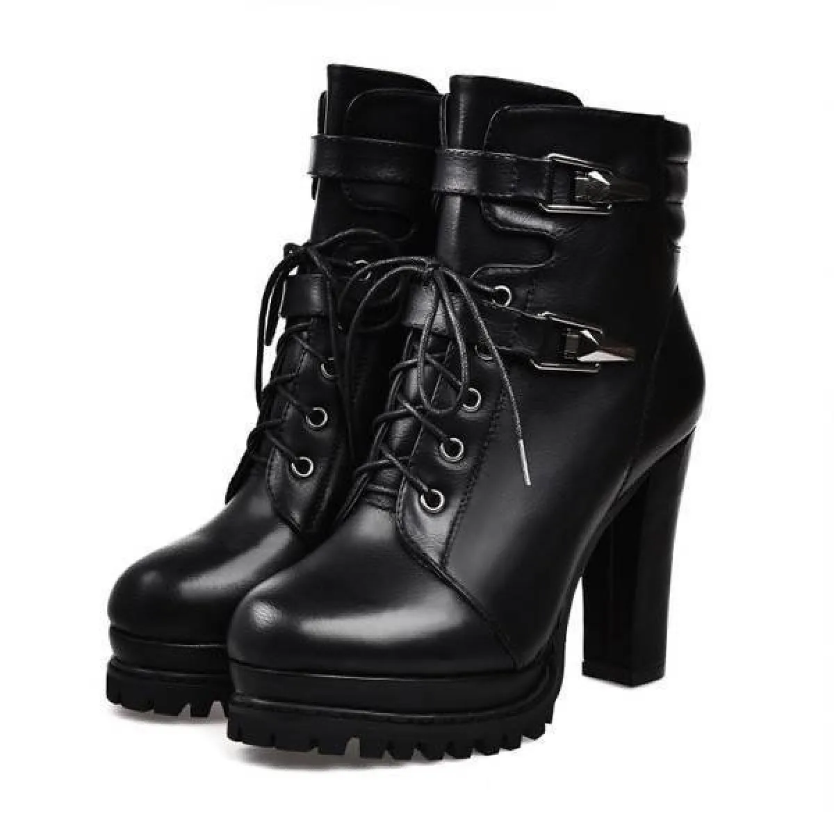 Stivaletti autunno Stivaletti corti con tacco spesso da donna 2023 Scarpe nere da donna con tacco alto stile britannico Scarpe r