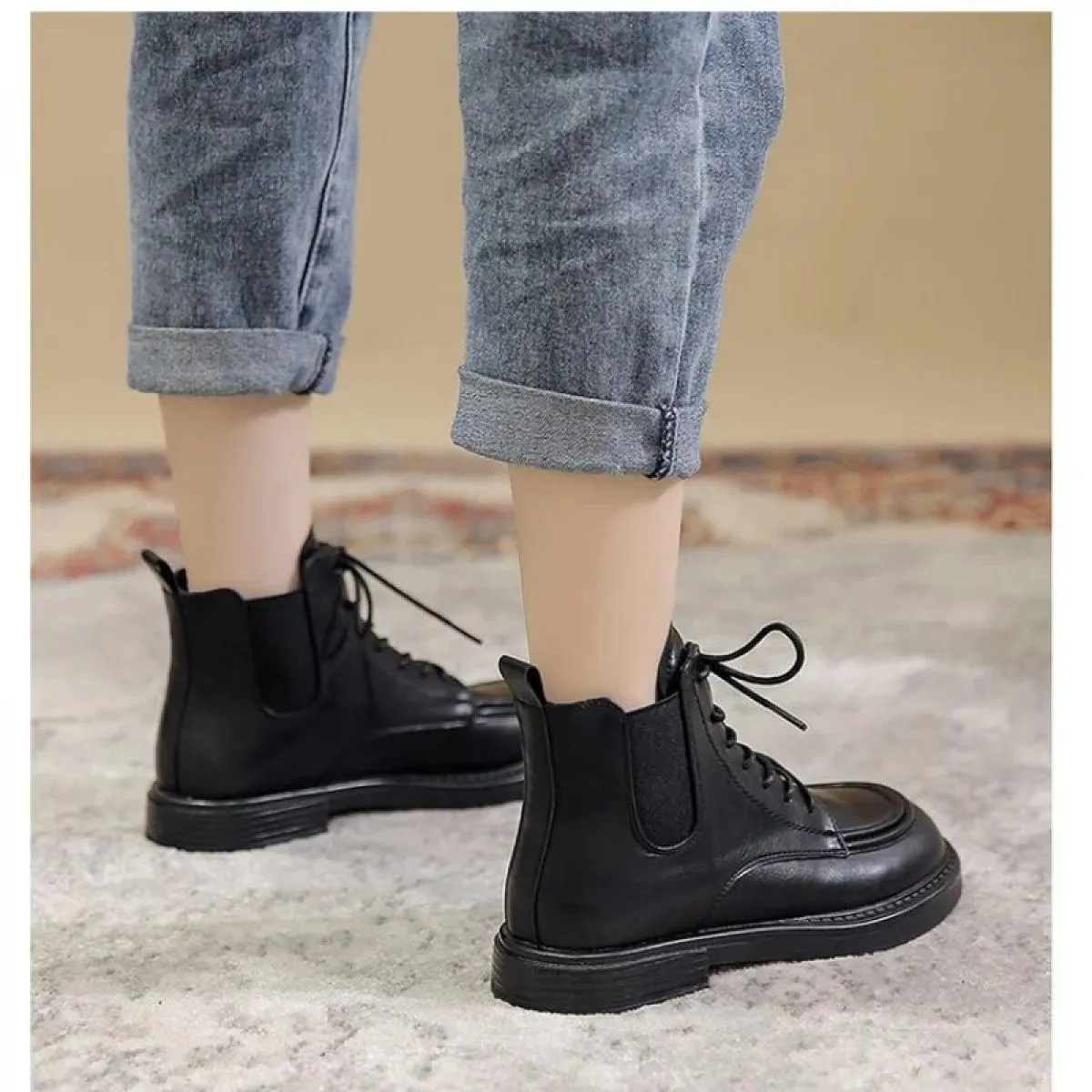 Stivaletti da donna 2022 nuova moda autunno inverno stivaletti da donna in pelle Pu stile britannico scarpe con plateau scarpe s