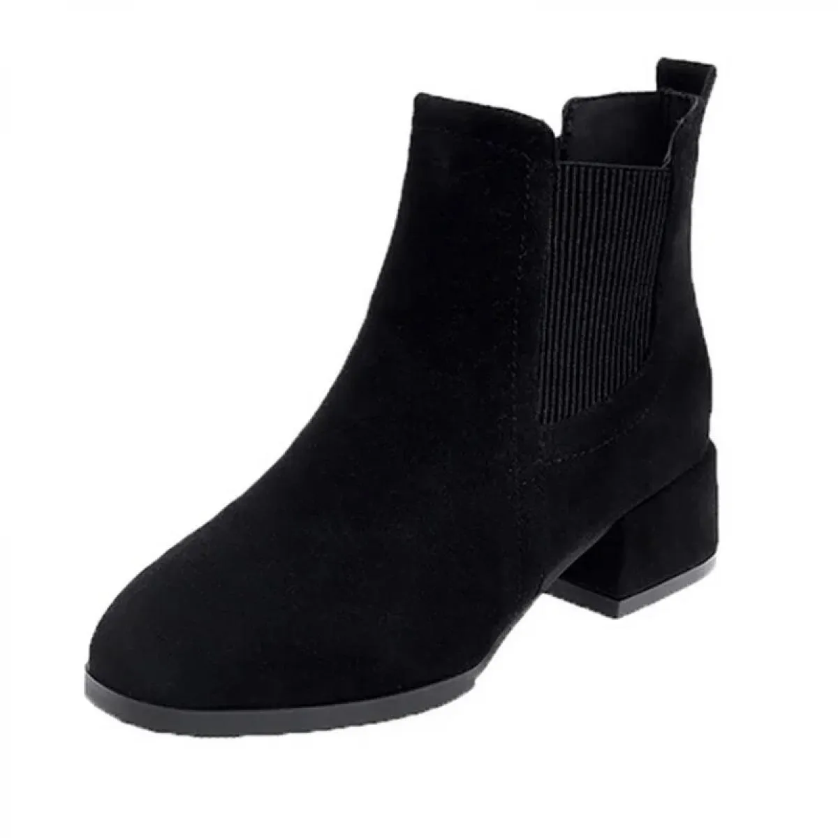 Stivaletti da donna Stivali autunno-inverno Slip On Punta tonda Tacco quadrato da 3,5 cm Solido Casual Stivaletti in cammello ne