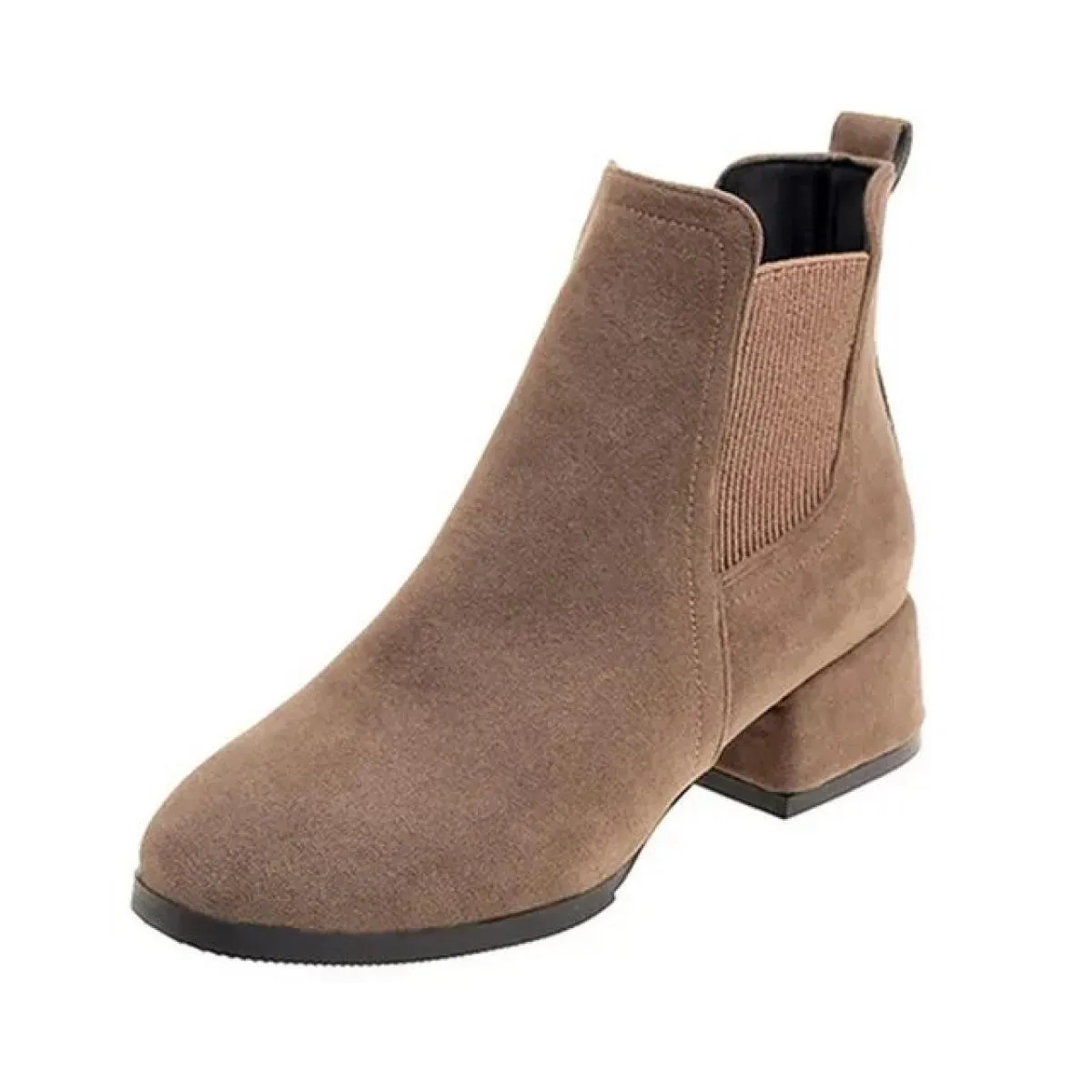 Stivaletti da donna Stivali autunno-inverno Slip On Punta tonda Tacco quadrato da 3,5 cm Solido Casual Stivaletti in cammello ne