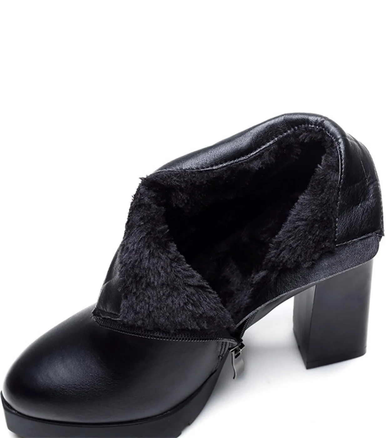 Stivaletti da donna Stivali con tacco alto da 7,5 cm Pantaloncini con plateau da donna Inverno Neve Peluche Stivaletti caldi Tac