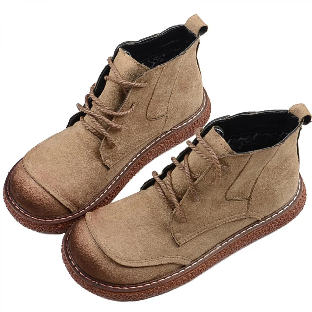 Stivaletti retrò letterari Scarpe da bambola per studenti con suola spessa Mori Stivaletti con lacci a testa tonda Stivali da do