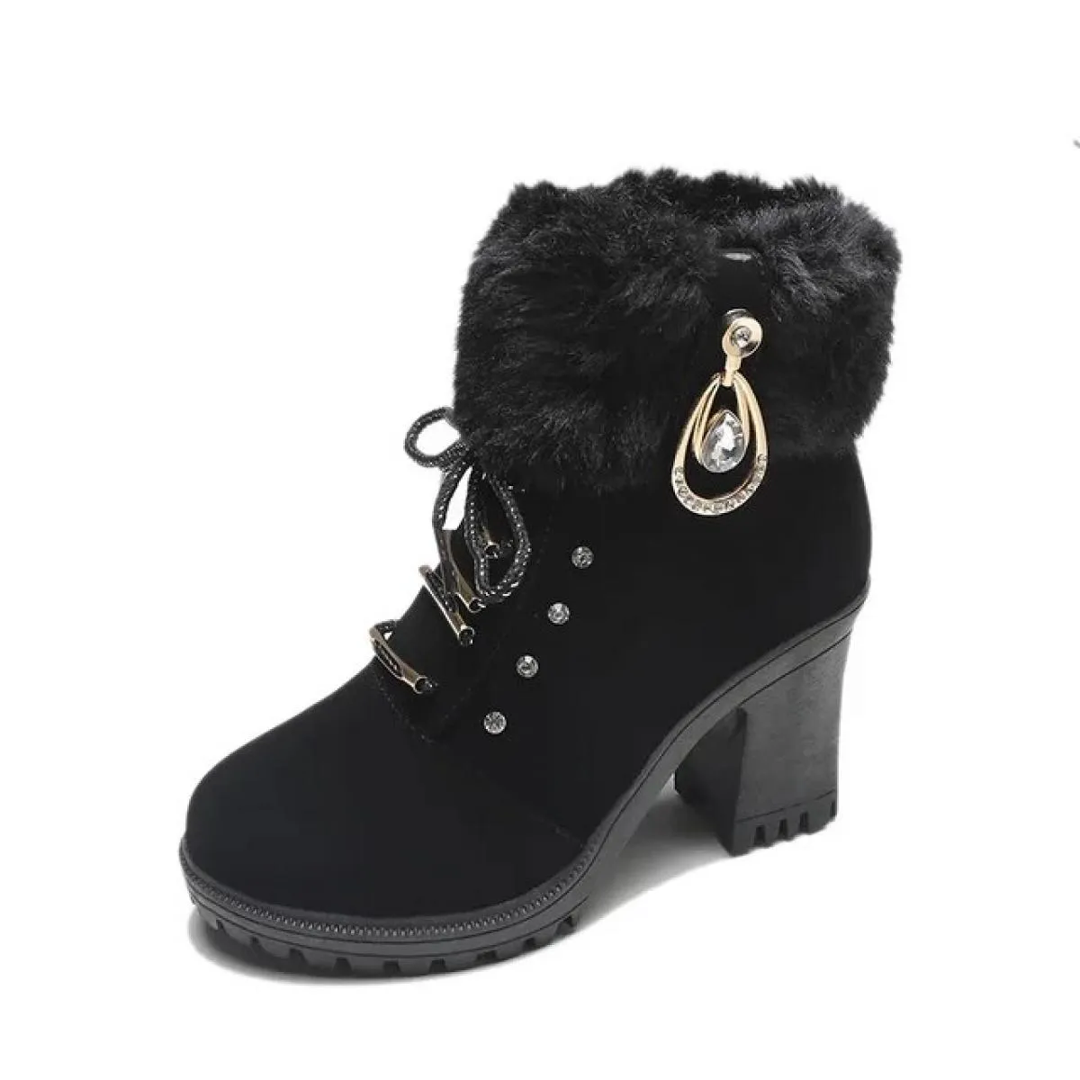 Stivali da neve caldi in pelliccia invernale da donna Stivaletti corti in lana Stivaletti Scarpe comode Grandi 35 40 Stivale med