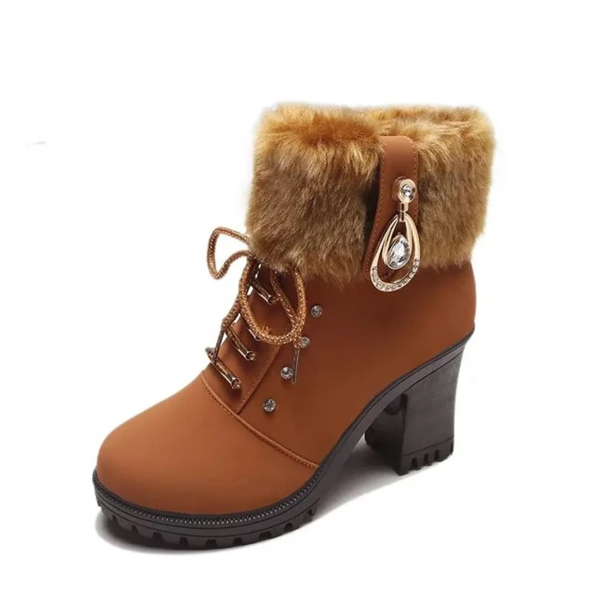 Stivali da neve caldi in pelliccia invernale da donna Stivaletti corti in lana Stivaletti Scarpe comode Grandi 35 40 Stivale med