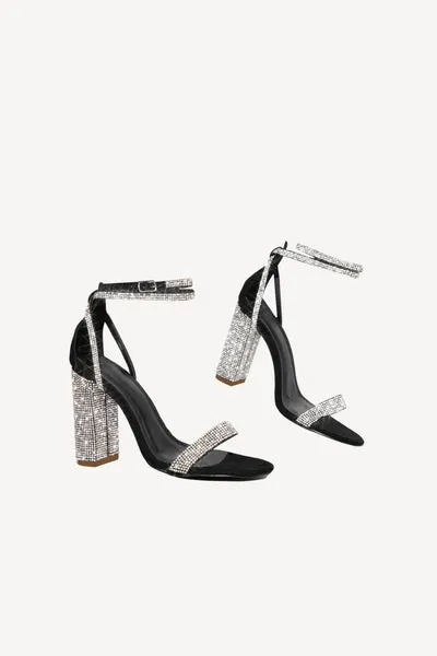Strass Chunky Heel One Fibbia Sexy Sandali Tacco Alto