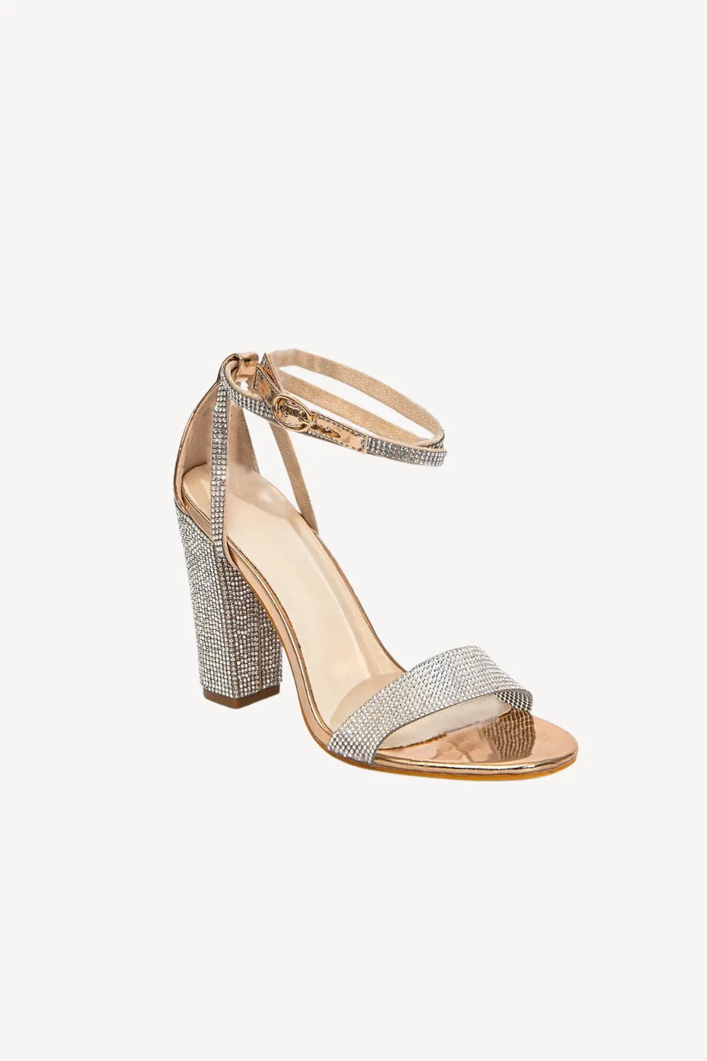 Strass Chunky Heel One Fibbia Sexy Sandali Tacco Alto