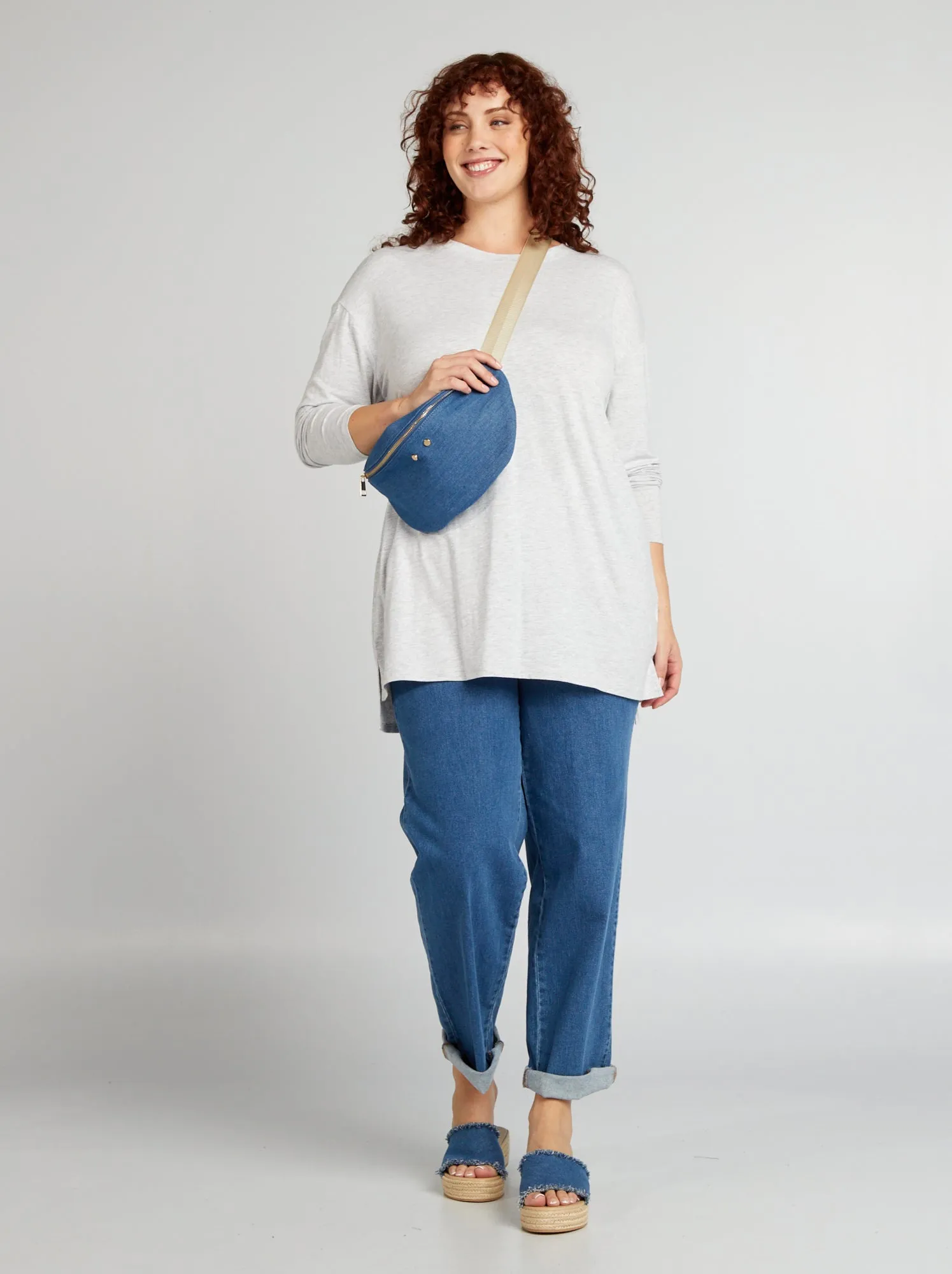 T-shirt lunga a maniche lunghe - GRIGIO