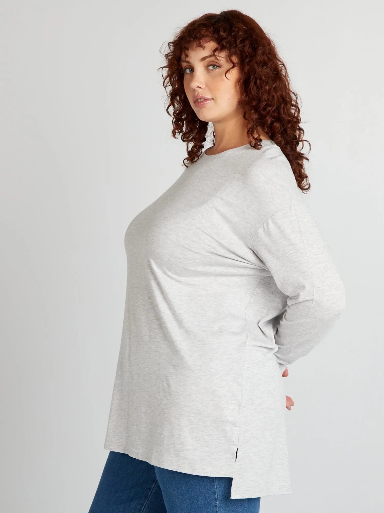T-shirt lunga a maniche lunghe - GRIGIO