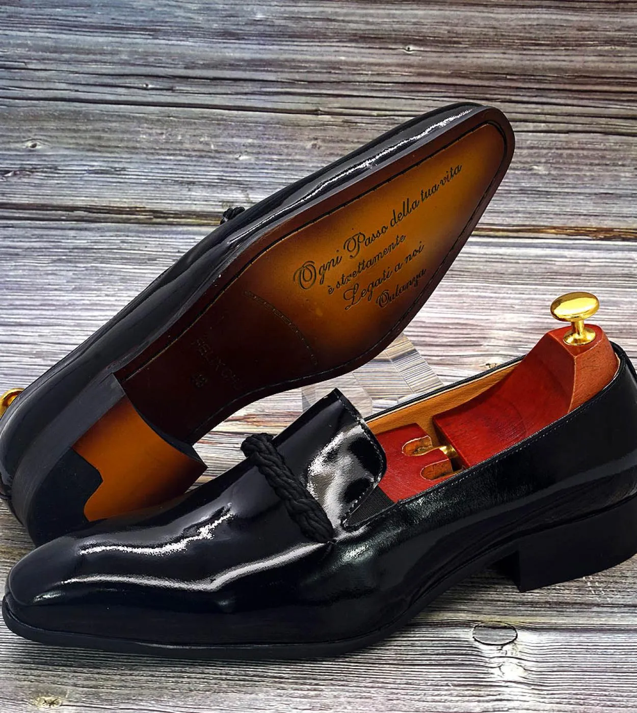 Taglia 7 13 Scarpe eleganti da uomo Mocassini da uomo in pelle verniciata nera con stringhe nere Scarpe da cerimonia da sposa co
