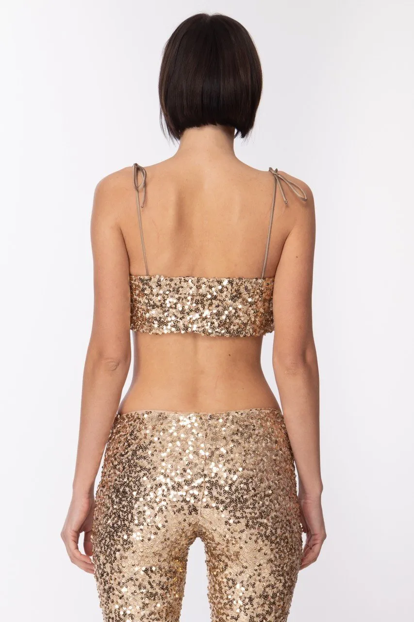 Top corto full paillettes Gold