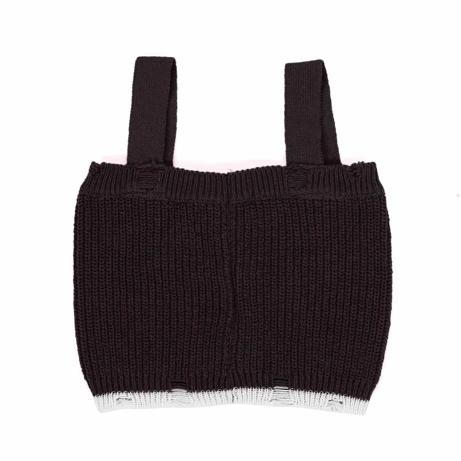 Top Corto Nero Lavorato A Maglia Bambina Teen
