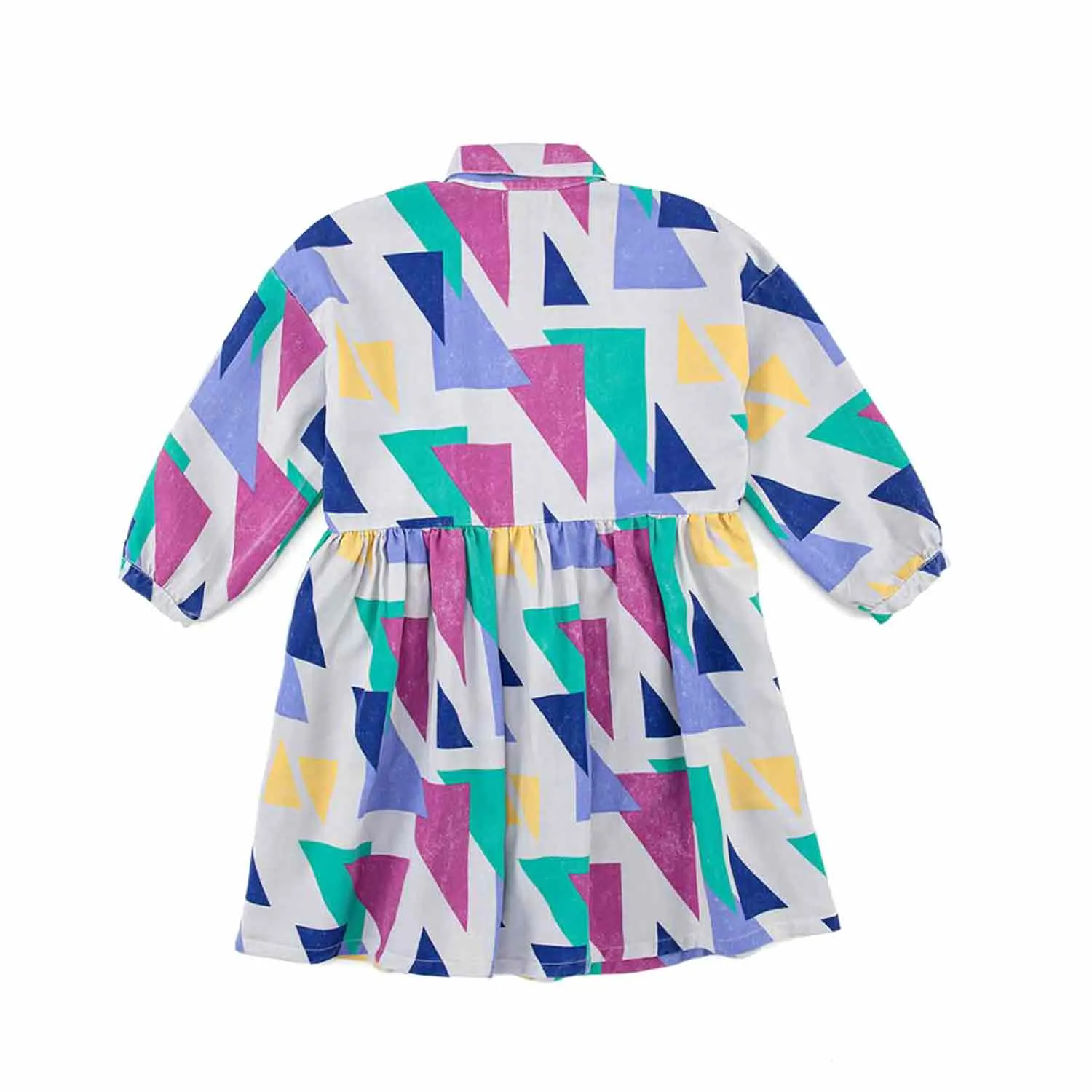 Vestito Chemisier Bambina Bianco E Multicolor