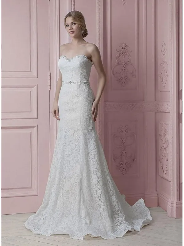 Vestito da Sposa 2019 a sirena di pizzo con scollo a cuore