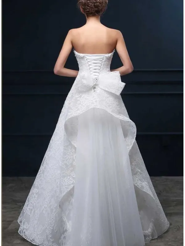 Vestito da Sposa interamente in Pizzo online con scollo a cuore A-line