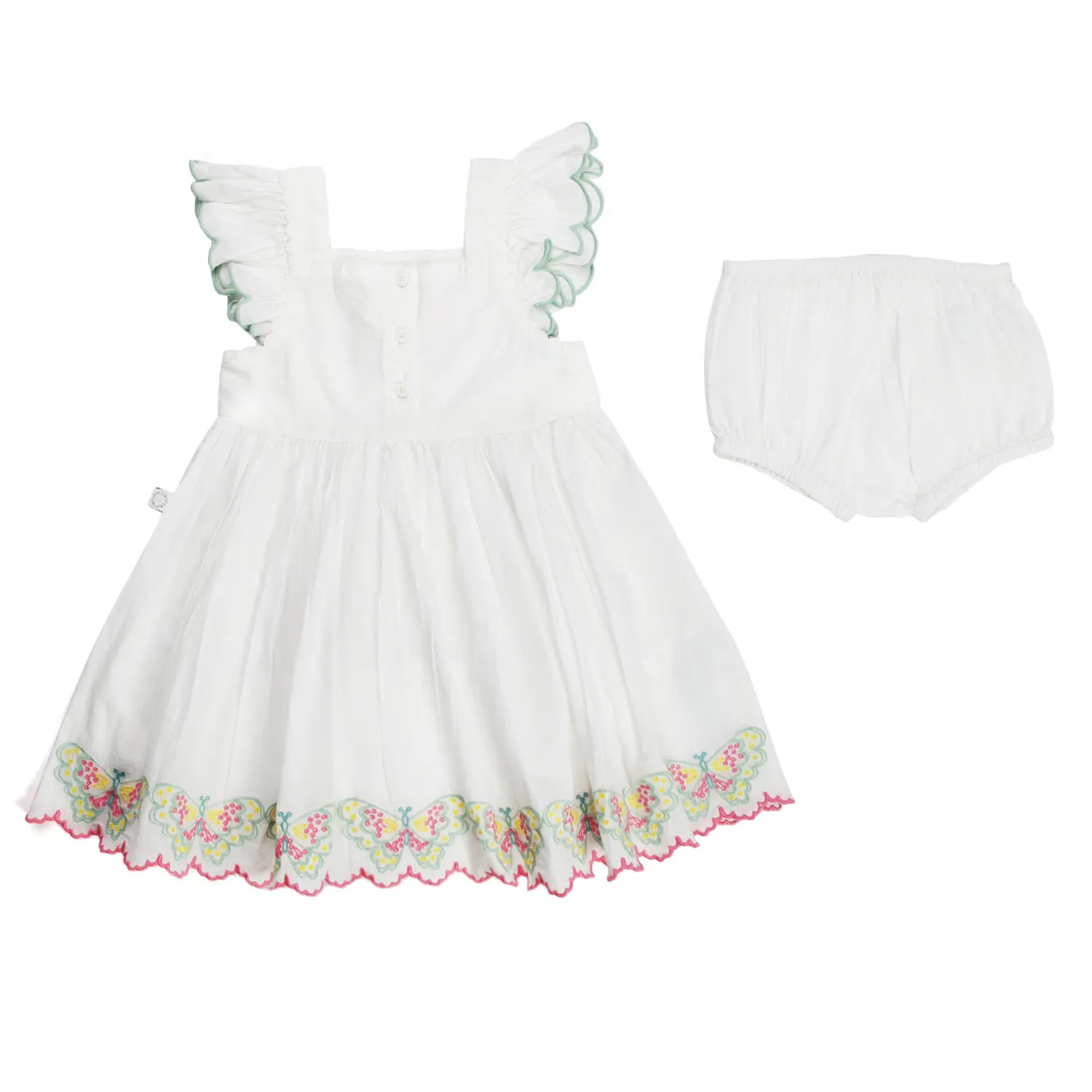 Vestito In Cotone Con Farfalle Ricamate