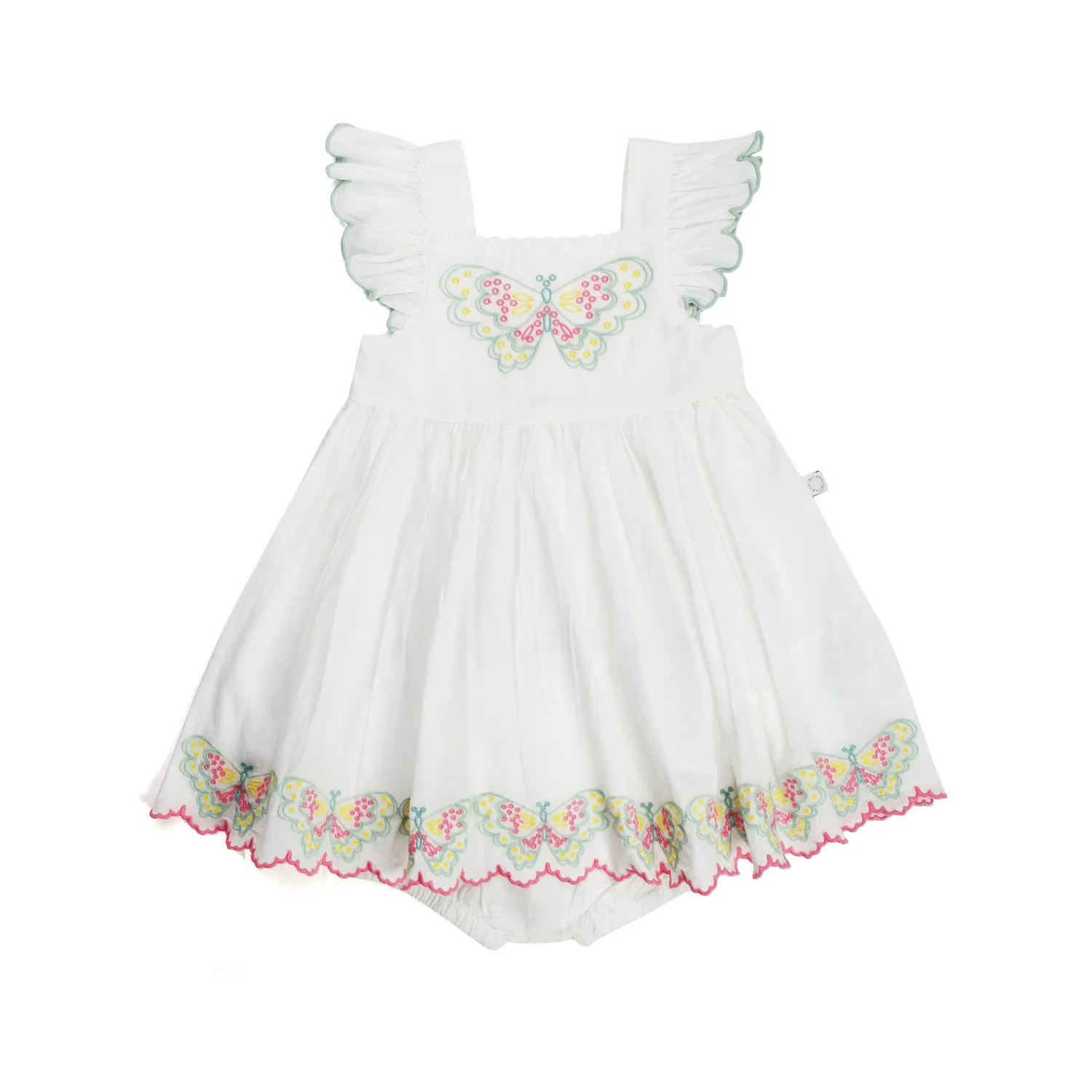 Vestito In Cotone Con Farfalle Ricamate