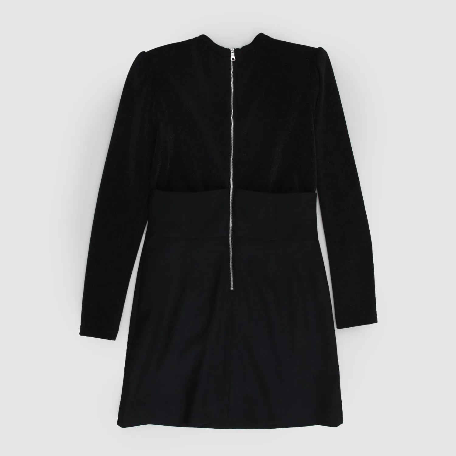 Vestito Lurex Nero Con Bottoni Argento