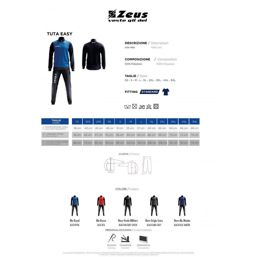 ZEUS - TUTA EASY - UOMO - BLU/ROYAL - T/EASYBB