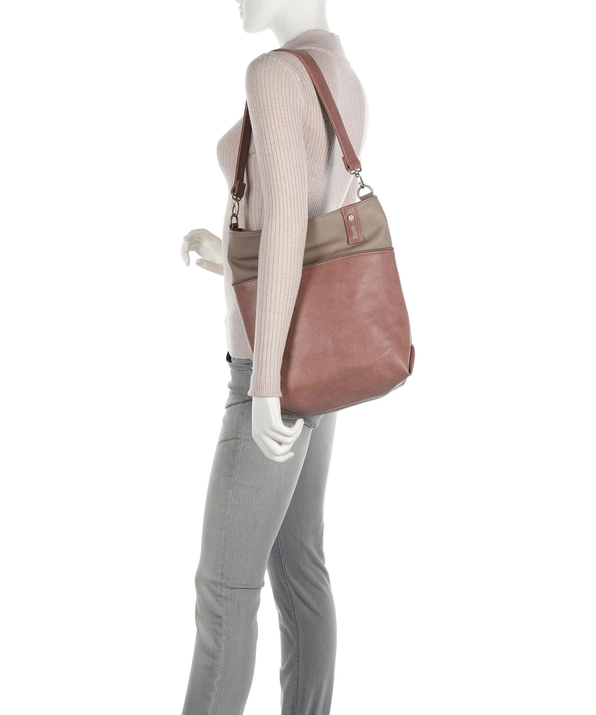  Zwei Jana J12 Borsa hobo pelle sintetica rosa/beige  